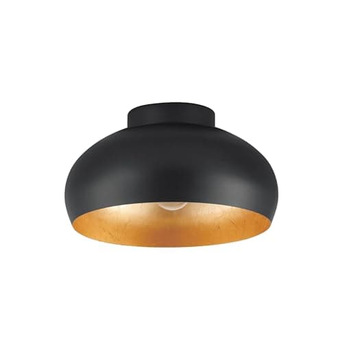 Image of Eglo Ceiling Light Fitting Mogano 2, Flush Mount Ceiling lamp, Living Room and Hallway Lighting Made of Metal in Black and Gold, E27 Socket