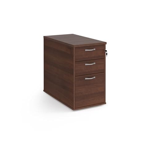 Image of Mr Office Desk high 3 drawer pedestal with silver handles 800mm deep, Walnut