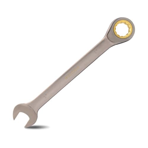 Image of Meccion Combination Wrench 1 Inch SAE Open End Ratcheting Wrench - Industrial Grade Gear Spanner with Grey Nickle Plated