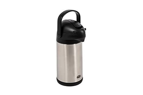 Image of Addis Conference Pump Pot Catering Hotel Travel Dining Commercial Business Vacuum, 3 Litre, Stainless Steel/Black, Silver,Chrome,517465