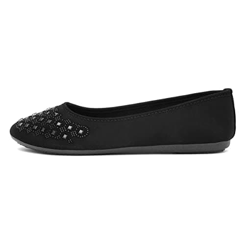 Image of Lilley Womens Black Diamante Ballerina Shoes - Size 5 UK - Black