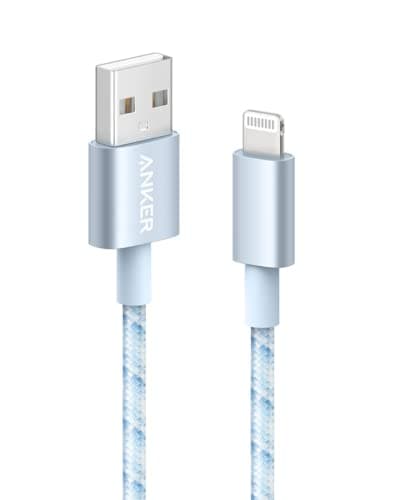 Image of Anker 1m/3.3ft Lightning Cable, 331 Cable, Premium Nylon USB-A to Lightning Cord, MFi Certified for iPhone 14 Plus 14 14 Pro Max 13 13 Pro 12 11 X XS XR (Charger Not Included) (Winter Blue)