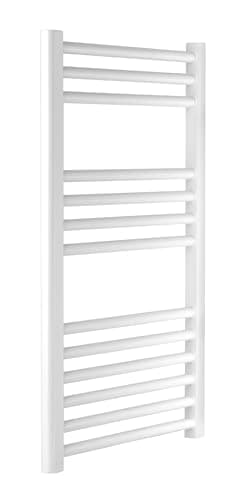 Image of Greenedhouse Milano WHITE Straight Heated Towel Rail W500mm x H800mm Flat Central Heating Towel Radiator