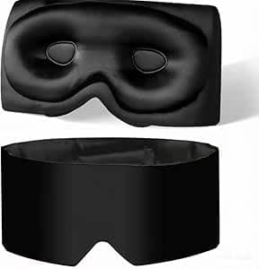 Image of 3D Mulberry Silk Luxury Sleep Mask for Women &Men with Cups, Hypoallergenic - Bio-Contoured Silk Eye Masks for Sleep Anywhere, Travel, Night, Face Side - Eye Cover, Sleeping Mask, Eye mask, Sleep mask