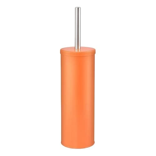 Image of Toilet Brush Set, Toilet Bowl Brush Set With Long Handle and Base, Soft Bristles, Multicolor(Orange)