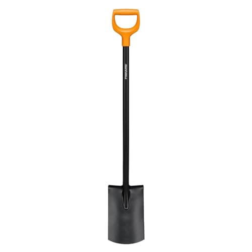 Image of Fiskars gardener's spade for soft, low-stone soils, round, Length 116.6 cm, steel blade/plastic handle, Black/orange, Solid, 1066717