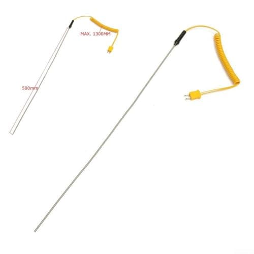 Image of K-Type Thermocouple Probe, 100mm/300mm/500mm Options K-Type Temperature Sensor for -50°C to 1200°C High Sensitivity Miniature Connector for Digital Thermometers Industrial Use(500mm)