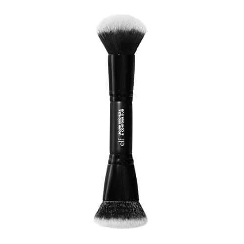 Image of e.l.f. Camo Liquid Bronzer & Contour Duo Brush, Dual-Ended Face Makeup Brush, For a Sun-Kissed, Sculpted Complexion, Synthetic Bristles, Vegan & Cruelty-Free