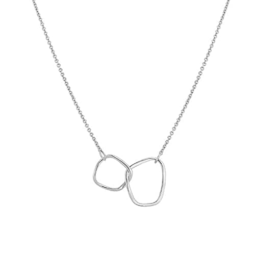 Image of HCMA 925 Sterling Silver Double Circle Necklace for Women Irregular Geometric Clavicle Chain Party Jewelry The for women