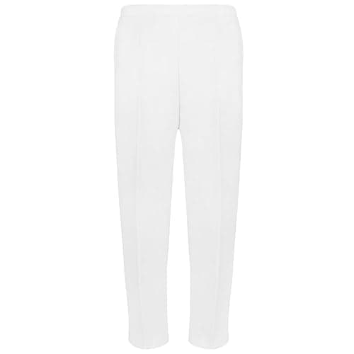 Image of Ladies Half Elasticised Trousers 1/2 Elastic Elasticated Stretch Waist Womens Bottoms Formal Casual Office Work All Occasions Straight Leg Pull On Classic Pants with 2 Side Pockets (White 12/29)