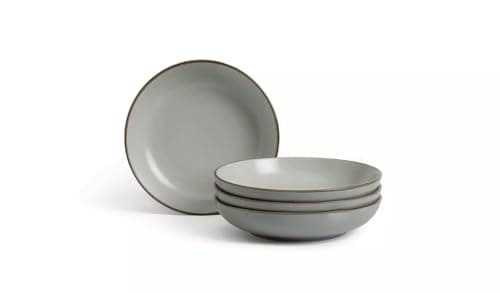 Image of AIDNI Speckle 4 Piece Stoneware Pasta Bowl Set Grey Speckled Serving Bowls, Large 1200ml Dishwasher & Microwave Safe Bowls