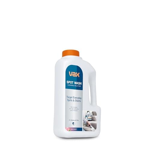 Image of Vax SpotWash 1L Spot Cleaning Solution, Upholstery Carpet Stain Remover Shampoo, Rose Burst Scent, Neutralises Odours, 1-9-143091, White