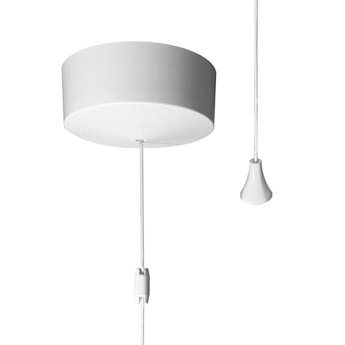 Image of Evoges 6AX 2-Way Ceiling Pull Cord Switch | Raised Rounded Plastic | No Indicator | Screw Terminals | Bathroom Light, Utility Room, Wet Room, Bedrooms, (White)