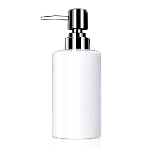 Image of Soap Dispenser, 300ml Ceramic Liquid Dispenser Refillable Hand Lotion Pump Bottles Shampoo Conditioner Shower Gel Dish Detergent Storage Container for Bathroom Countertop Kitchen Laundry Room (White)