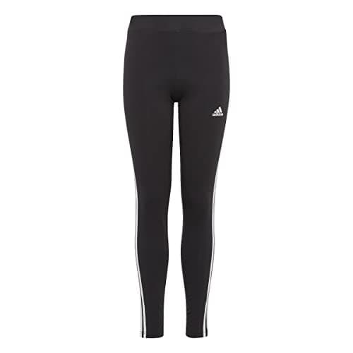 Image of adidas Girl's Essentials 3-Stripes Cotton Tights, Black / White, 9-10 Years