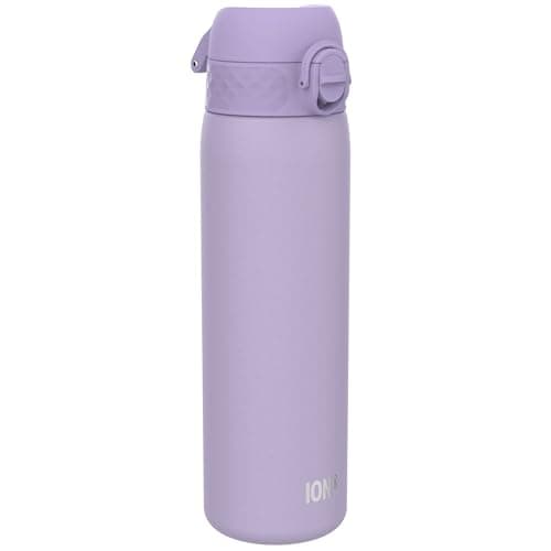 Image of Ion8 Lightweight Steel Water Bottle, 600 ml/20 oz, Non-Insulated, Leak Proof, Easy to Open, Secure Lock, Dishwasher Safe, Flip Cover, Fits Cup Holders, Carry Handle, Metal Water Bottle, Light Purple