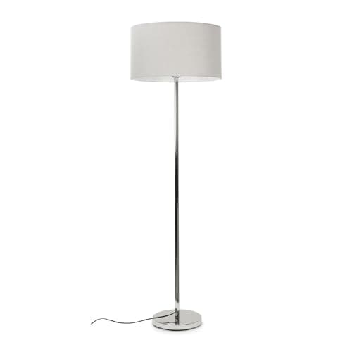 Image of MiniSun | Modern Floor Lamp in a Polished Chrome with a Grey Drum Shade | Floor Lamps & Torchieres, Home Décor & Improvement Essential