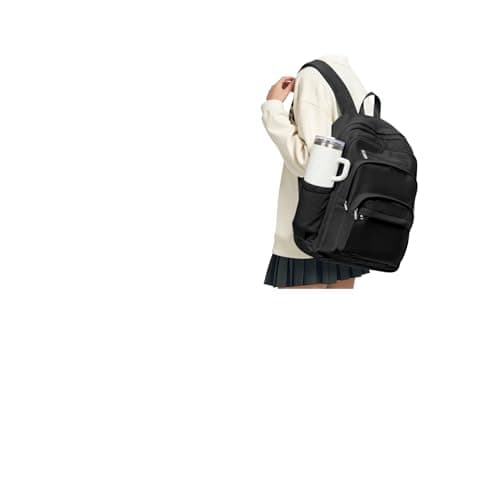 Image of VECAVE Lightweight School Travel Water Resistant Rucksack Backpack Black, Laptop Casual Daypack College Secondary School Bags BookBag for Teenage Girls Boys Women Men.
