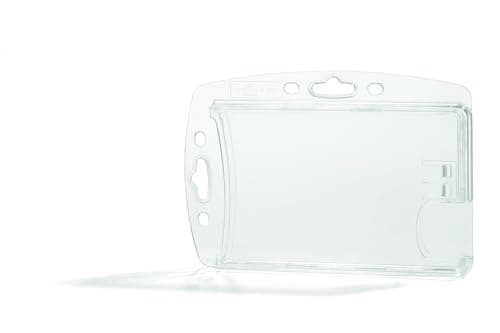 Image of Durable Enclosed Security Pass Holder Duo 54 x 85 mm Transparent, Pack of 10 Badges, Glass Clear, Ideal for Security and Visitor Management