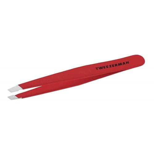 Image of Tweezerman Signature Red Slant Tweezer, Professional Stainless Steel Precision Tweezers for Facial Hair and Eyebrows, (Pack of 1)