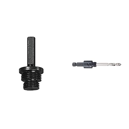 Image of Starrett A19 Arbor for A1/A2/A10 & A1 Hole Saws Arbor - 14-30mm Screw Thread Hex Shank Arbor With 6.35mm High Speed Pilot Drill Bit - Quick Change Mandrel, black