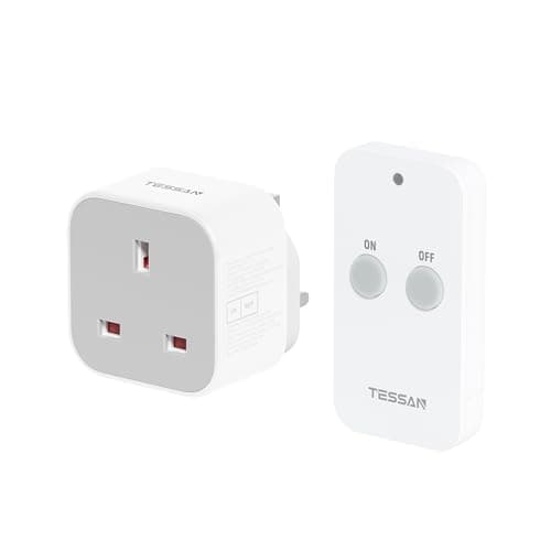 Image of TESSAN Remote Control Plug Socket UK with 30m Operating Range, Wireless Light Switch for Indoor String Lights, Lamps for Home Appliances, White