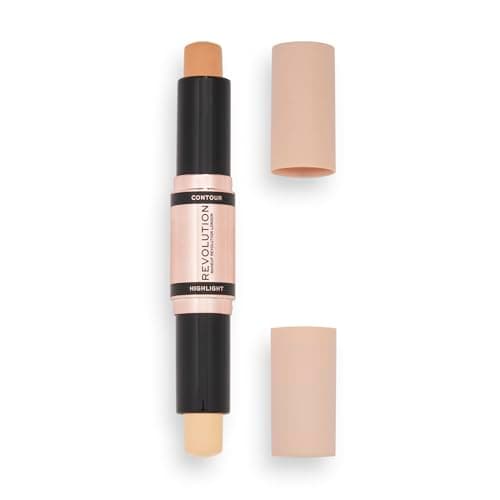 Image of Makeup Revolution Contour Stick Duo Cream Contour & Highlight, Defines Cheekbones & Sculpts the Face, Vegan & Cruelty-Free, Light, 2.4g