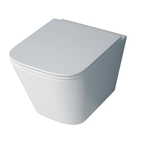 Image of Durovin Bathrooms Ceramic Rimless Wall Hung Square Toilet - Include WC Pan with Quick Release Soft Close Seat