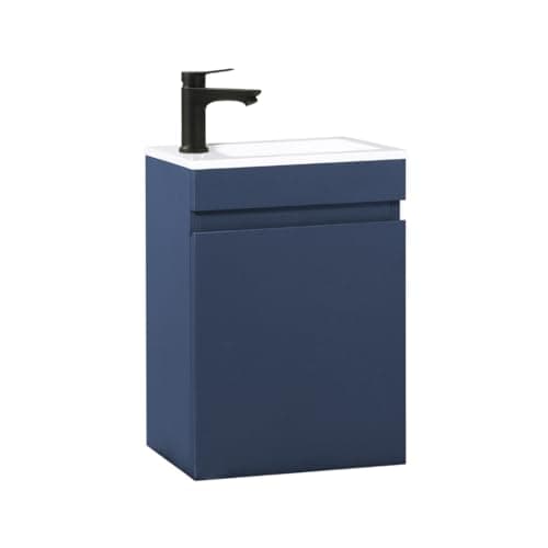 Image of Kometmöbel Cloakroom Vanity Unit With Wash Basin Bathroom Vanity 40cm Wall Hung (Blue 40cm, Without Tap)
