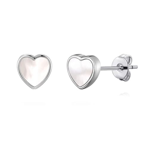 Image of Philip Jones Mother of Pearl Heart Stud Earrings