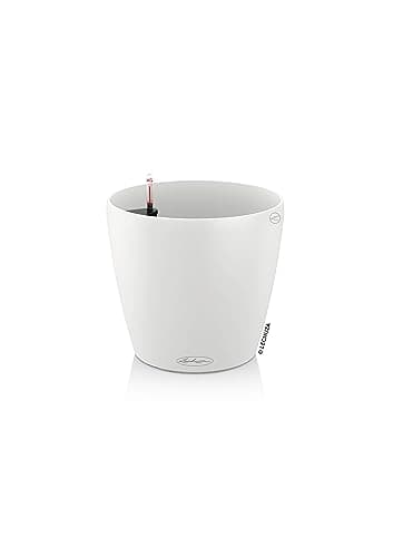 Image of LECHUZA CLASSICO Color 43 Round Planter Plastic White Self-watering Round Plant Pot Indoor and Outdoor D43 H40 cm, 33L