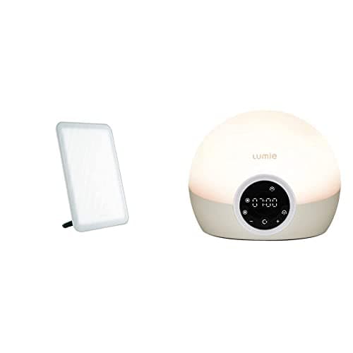 Image of Lumie Vitamin L - Slim Light Box for Effective SAD Light Therapy & Bodyclock Spark 100 - Wake-up Light Alarm Clock with Sleep Sunset