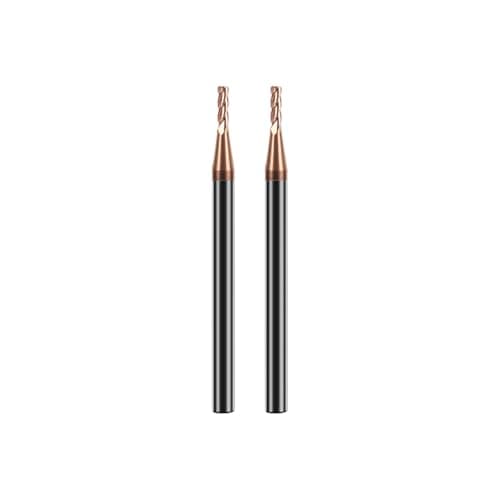 Image of Hilpaty Tungsten Carbide End Mill Bit 1.0 * 50mm*2 HRC 55 TiSiN Coated 4 Flute Sharp Corner Cutter, Performance CNC Milling Bits for Metal, Cast Iron, Stainless Steel, Alloy Steel