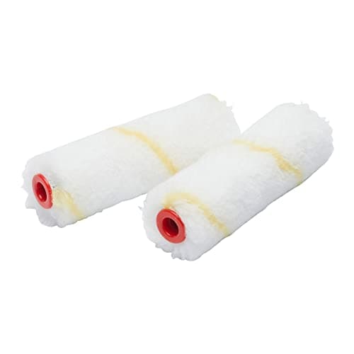 Image of Fit For The Job 2 Pack 4 inch Medium Pile Woven Mini Paint Rollers for DIY Painting, Gives a Smooth Finish Painting with Emulsion Paints on Interior Walls and Ceilings, 4" 100mm