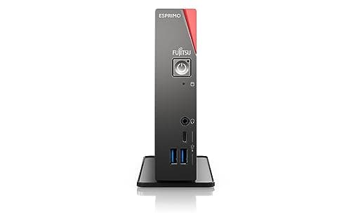 Image of Fujitsu ESPRIMO G7012A Desktop AMD Ryzen™ 5 PRO 5650U 8 GB DDR4-SDRAM 256 GB SSD Windows 11 Pro Mini PC Black, Red