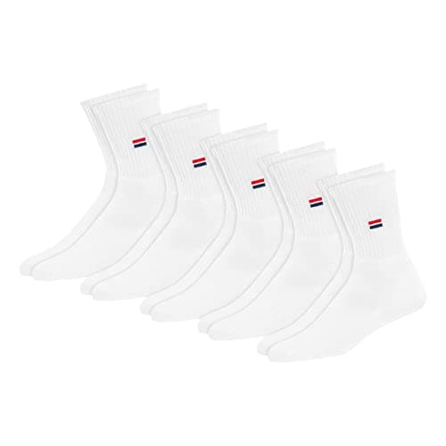 Image of NAVYSPORT 5 Pairs Men's Socks Trainer Cotton Crew White Socks, Pack of 5 (Shoe Size: 5-8, White)