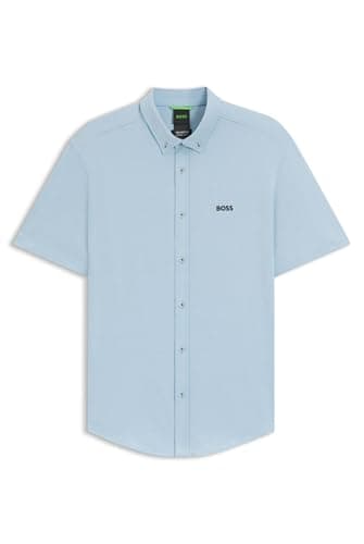 Image of BOSS Mens HBG Motion S Plain Short Sleeve Shirt Light/Pastel Blue M