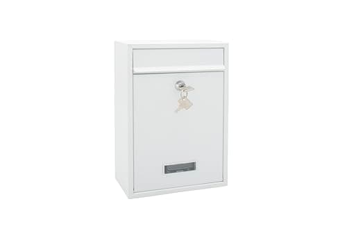 Image of Burg Wachter Style Wall Mounted Steel Lockable Weather Resistant Post Box 31x21.5x7cm - White