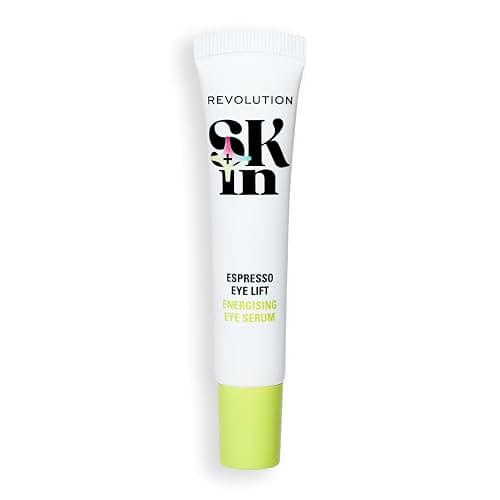 Image of Revolution Skin, Espresso Eye Lift 5% Caffeine Energising Eye Serum, Infused With Hyaluronic Acid & Caffeine, Brightens Under-Eyes, Vegan & Cruelty-Free, 15ml