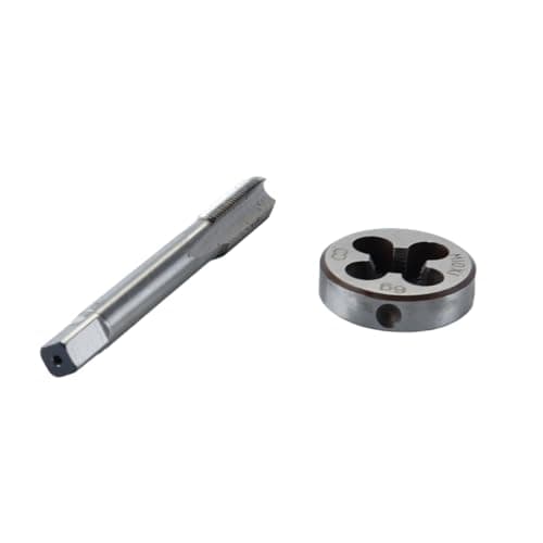 Image of Hoite M10 X 1 Metric Tap and Die Set M10 X 1.0mm HSS Straight Fluted Machine Thread Right Hand Screw Tap and Round Threading Die