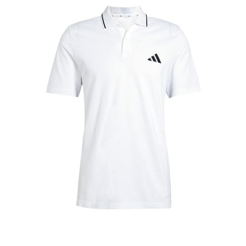 Image of adidas Men's Essential Three Stripes Pique Polo Shirt, White/Black, XXL