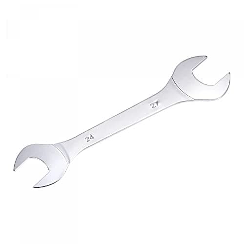 Image of sourcing map Thin Open End Wrench, 24mm x 27mm Metric Mirror-Chrome Plated High Carbon Steel, for Household Maintenance and General Repairs