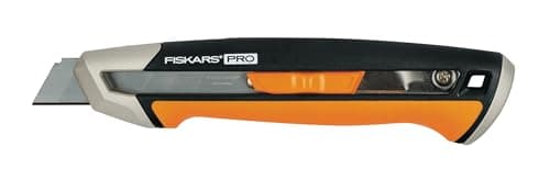 Image of Fiskars CarbonMax Snap-Off Knife, Length 16,5cm, Including (18mm), Stainless Steel Blade/Plastic Handle, 1027227, Orange/Black
