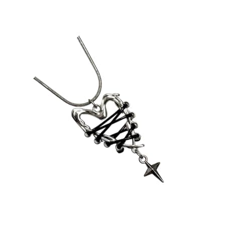 Image of Xjdzineq Inspired Black Cord Necklace Clavicle Chain with Heart Star Charm Punk Jewelry Women Lady Punk Chain for Women
