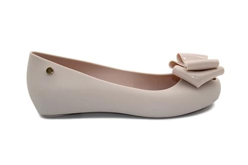 Image of Womens Ladies Flat Peeptoe Casual Office Jelly Bow Slip ON Shoes Ballerina Pumps (Nude, UK Footwear Size System, Adult, Women, Numeric, Medium, 3)