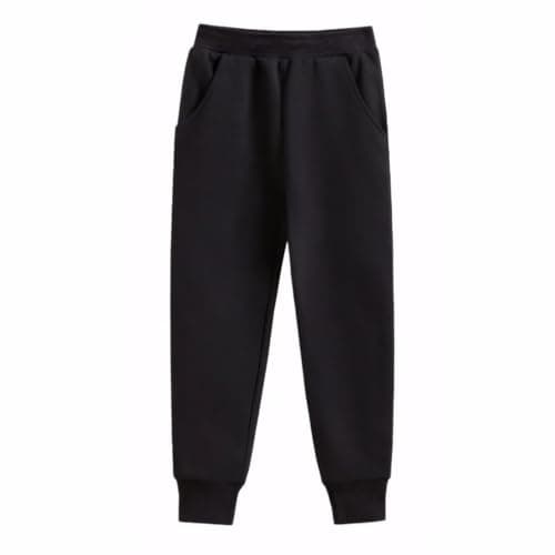 Image of Yufennie Boys Girls Joggers Elasticated Waist Unisex Kids Tracksuit Bottoms School Jog Pants for PE Lessons, Sports & Active Play 12-13 Year Black