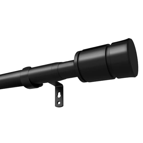 Image of Matte Black Curtain Poles, Adjustable Curtain Pole 70cm-335cm for Window, Extra Long Curtain Rod with Brackets, Heavy Duty Drapery Rod for Living Room