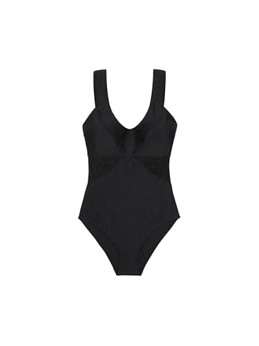 Image of DORINA Saint Tropez Shaping Swimsuit with Removable Pads, Wireless Design, Wide Shoulder Straps, Textured Micro Fabric & Powermesh, Back Clasp Closure, Black