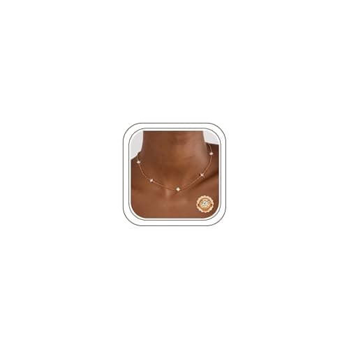 Image of Finrezio Rose Gold Necklace For Women 925 Sterling Silver Necklaces With Cubic Zirconia Rose Gold Chain Necklaces Choker Necklaces for Women Wedding Brides Rose Gold Jewellery Gifts Ladies Necklace