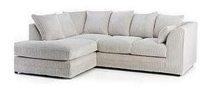 Image of CHICAGO JUMBO CORD CORNER SOFA 5 COLOURS - LEFT/RIGHT HAND (Cream Jumbo Cord, Left Hand Corner Sofa)